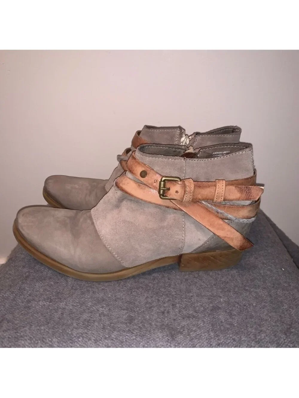 Miz Mooz Danita Ankle Bootie Leather Suede Straps 40